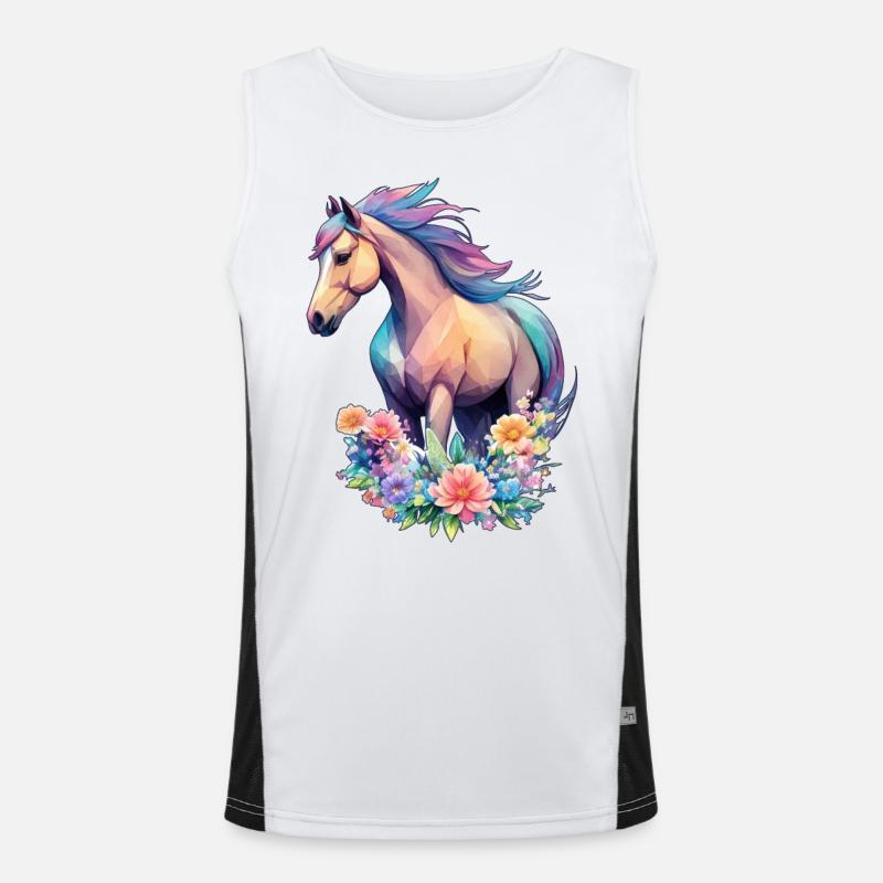 Œuvres d’art de fleurs de cheval avec de belles couleurs pastel Débardeur respirant contrasté Homme 