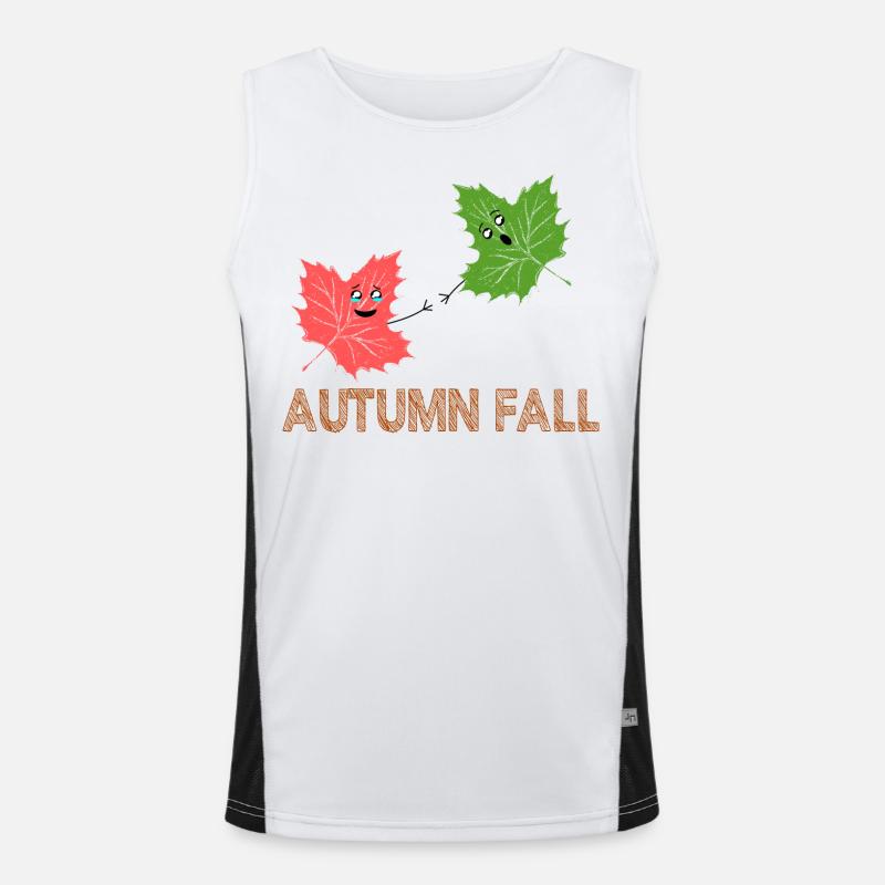 Autumn Fall Funny Maple Leaf Joke Cartoon Design Men's Functional Contrast Tank Top 