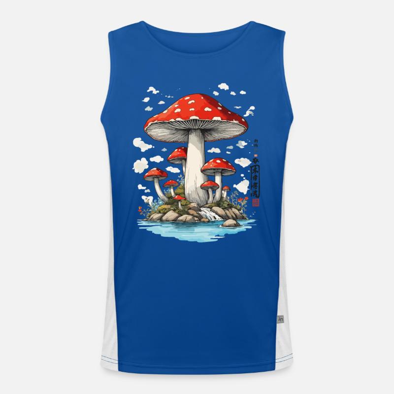 Retro Toadstool Art Mushroom Picker Design Men's Functional Contrast Tank Top 