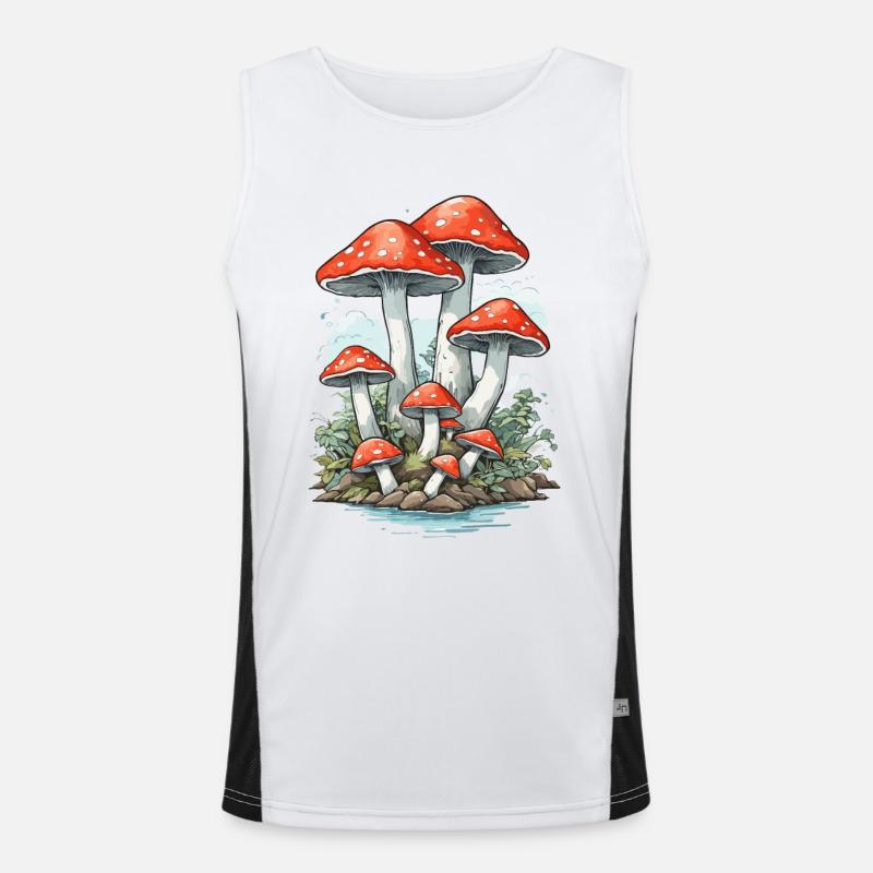 Retro Toadstool Vintage Mushrooms Cottagecore Design Men's Functional Contrast Tank Top 