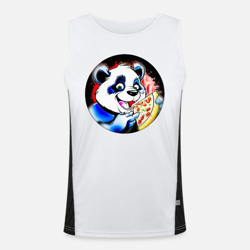 Panda mit Pizza Funktionelles Kontrast-Tank Top für Männer 