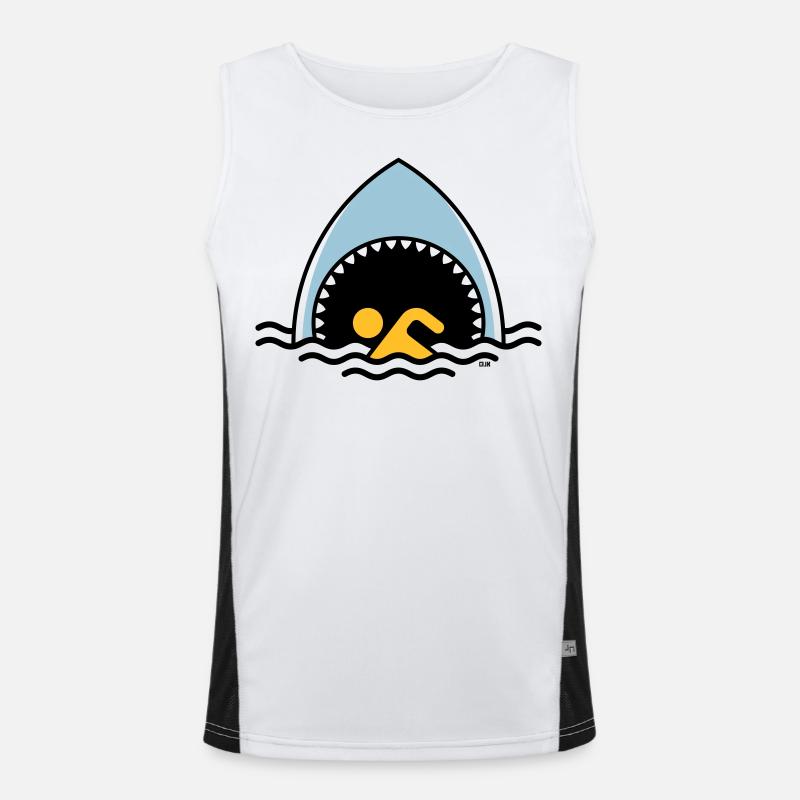 Requin et flotteur (Requin / Nager / 3C) Débardeur respirant contrasté Homme 