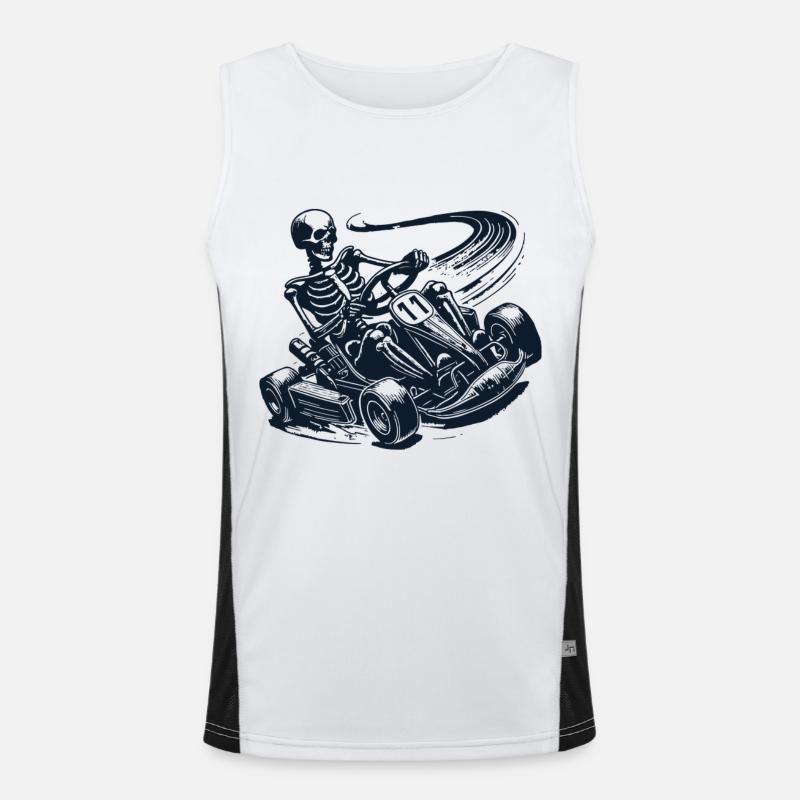 Le skeleton dans l’aventure d’une course de karting Débardeur respirant contrasté Homme 