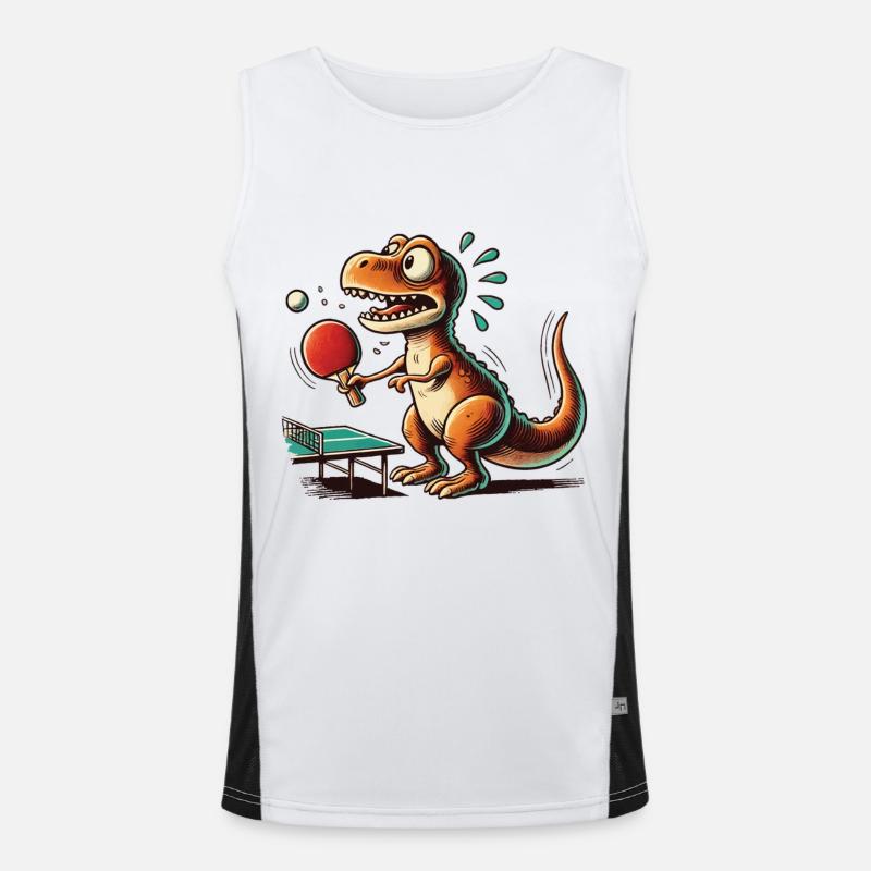 Funny T-Rex Playing Table Tennis Men's Functional Contrast Tank Top 