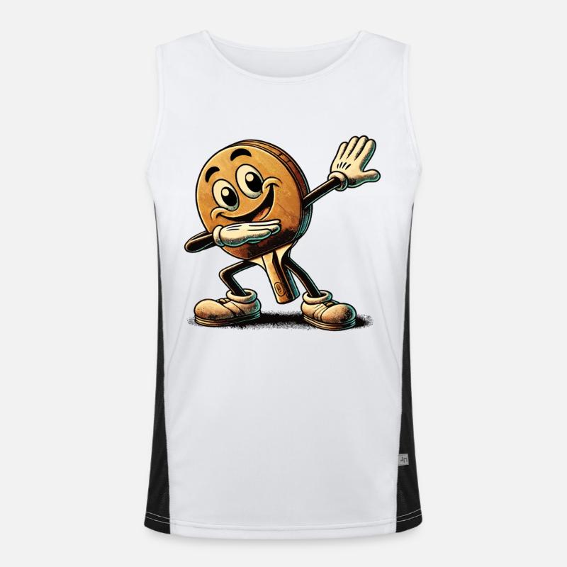 Dabbing Table Tennis Racket Funny Cartoon Men's Functional Contrast Tank Top 