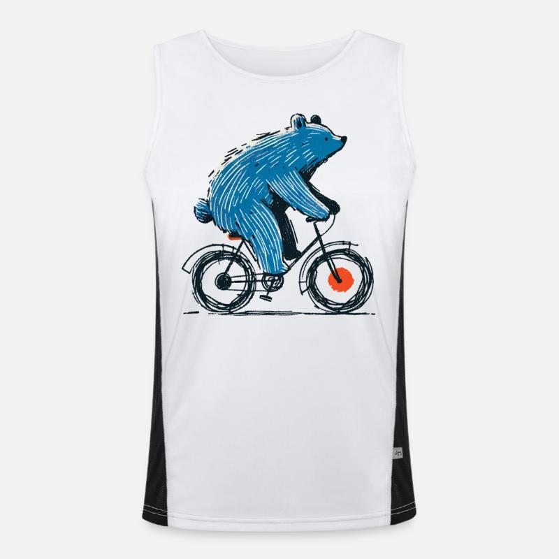 Bicycle adventure with bear on two-wheeler Men's Functional Contrast Tank Top 