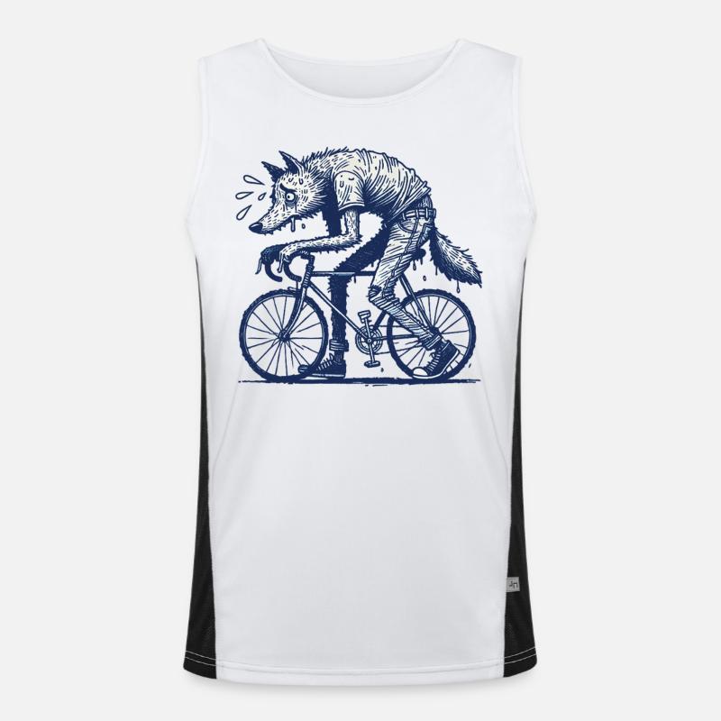 Bicycle Wolf Creative Cycling Design Men's Functional Contrast Tank Top 