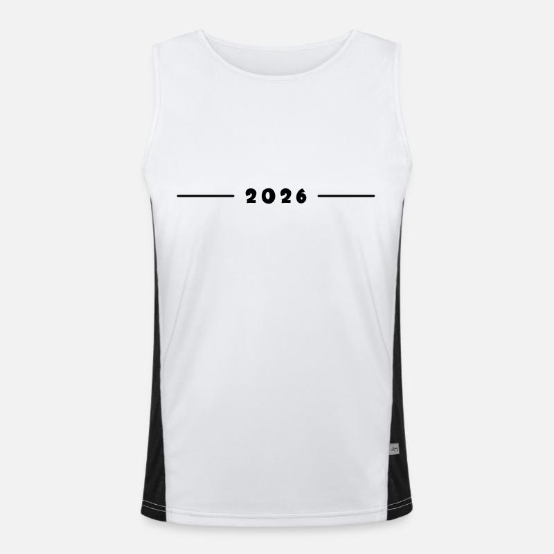 2026 year - Men's Functional Contrast Tank Top  - white/black