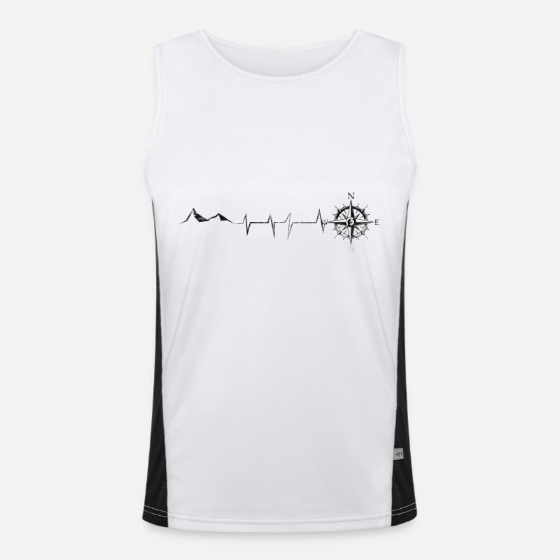 Herzschlag - Kompass - Berg - (8) Funktionelles Kontrast-Tank Top für Männer 