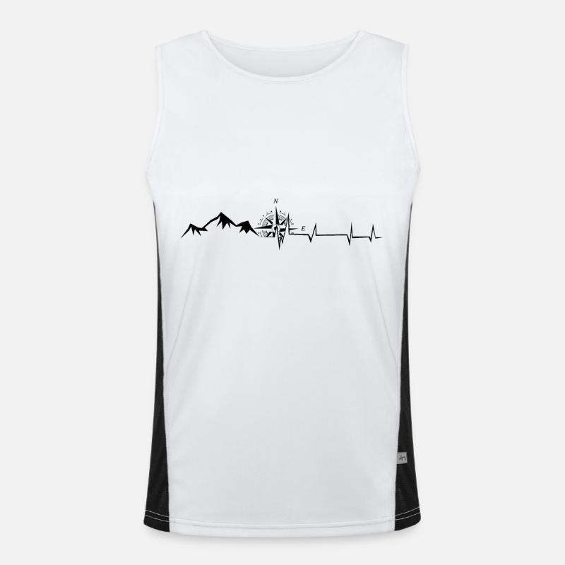 Herzschlag - Kompass - Berg - (10) Funktionelles Kontrast-Tank Top für Männer 