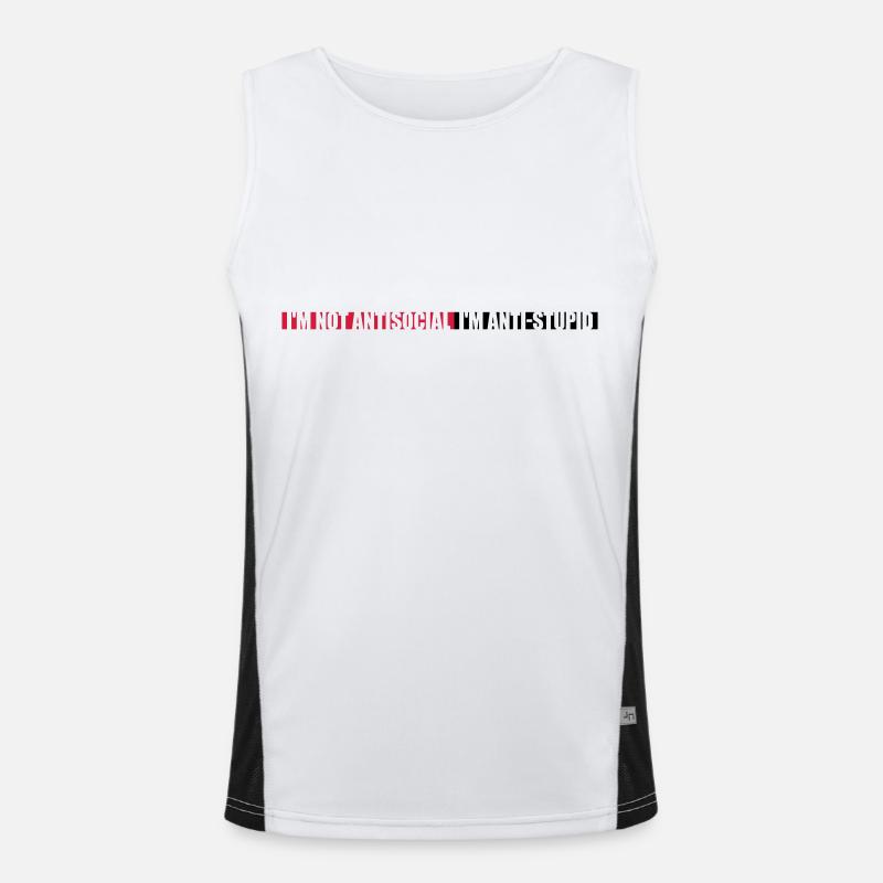not antisocial anti stupid - Men's Functional Contrast Tank Top  - white/black