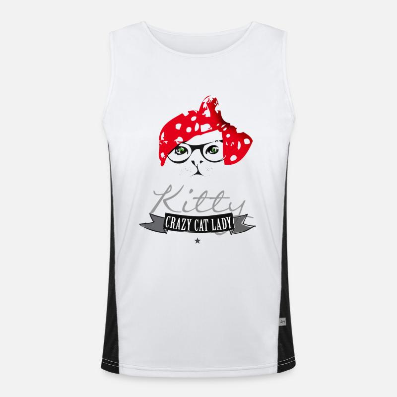 katze hipster kitty crazy cat lady rot kopftuch br Funktionelles Kontrast-Tank Top für Männer 