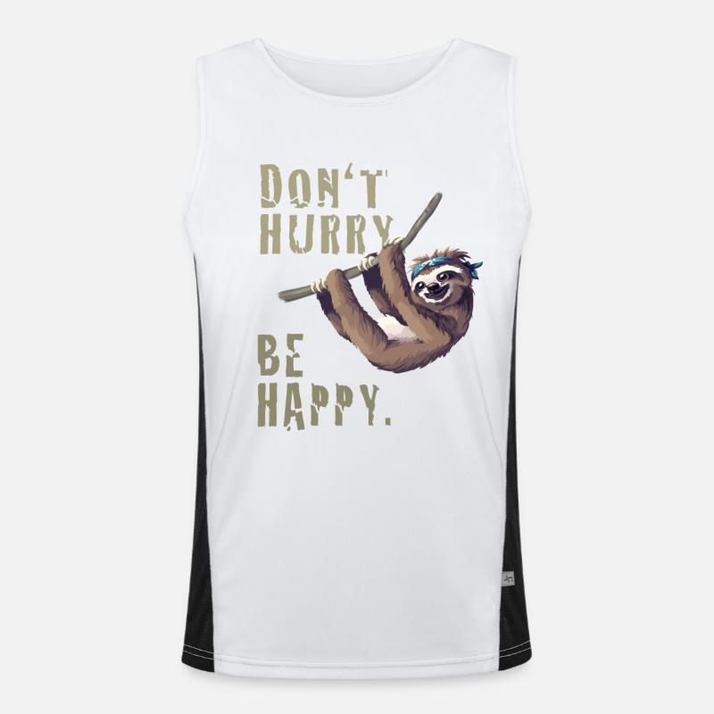 Faultier chillen sleep Slow happy Humor fun Nerd Funktionelles Kontrast-Tank Top für Männer 