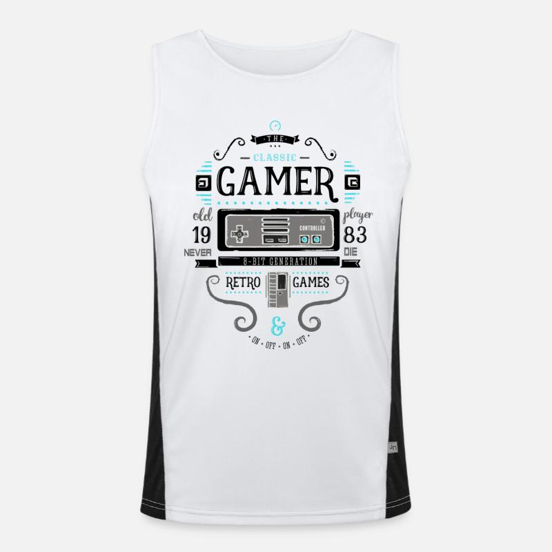 Gamer Rétro Vintage 1983 8bit Console Flipper Nerd Débardeur respirant contrasté Homme 