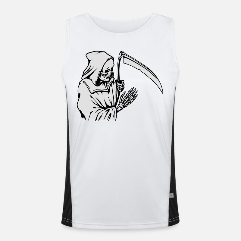 Sensenmann-Silhouette mit Sense Funktionelles Kontrast-Tank Top für Männer 