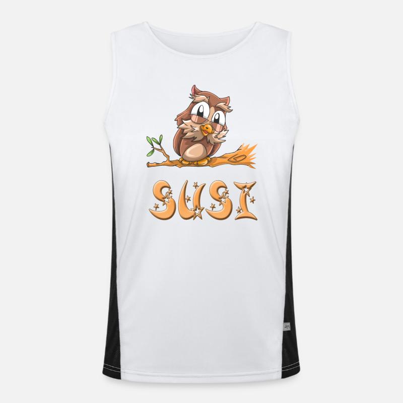 Eule Susi Funktionelles Kontrast-Tank Top für Männer 