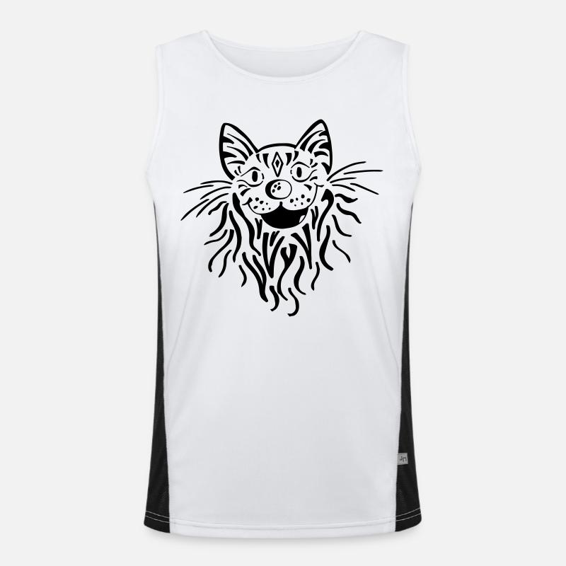 Getigerter Katzenkopf - Katze - Tiger - Kater Funktionelles Kontrast-Tank Top für Männer 
