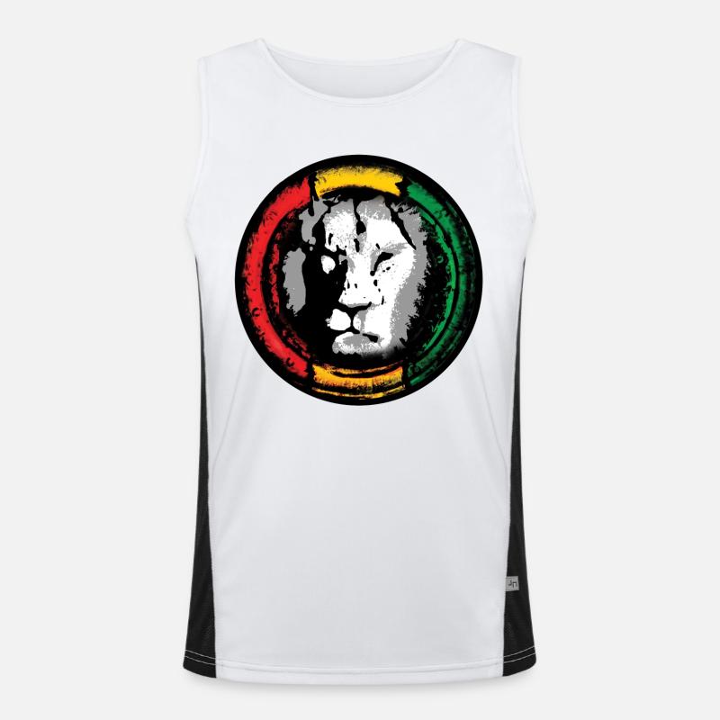 Reggae Löwe im Rasta Stil Funktionelles Kontrast-Tank Top für Männer 