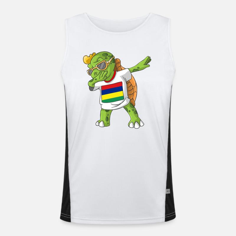Mauritius Dabbing turtle Men's Functional Contrast Tank Top 