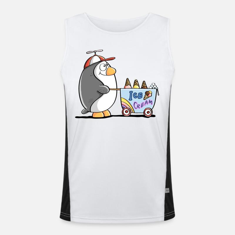 Pinguin Als Eisverkäufer - Eis - Men's Functional Contrast Tank Top  - white/black