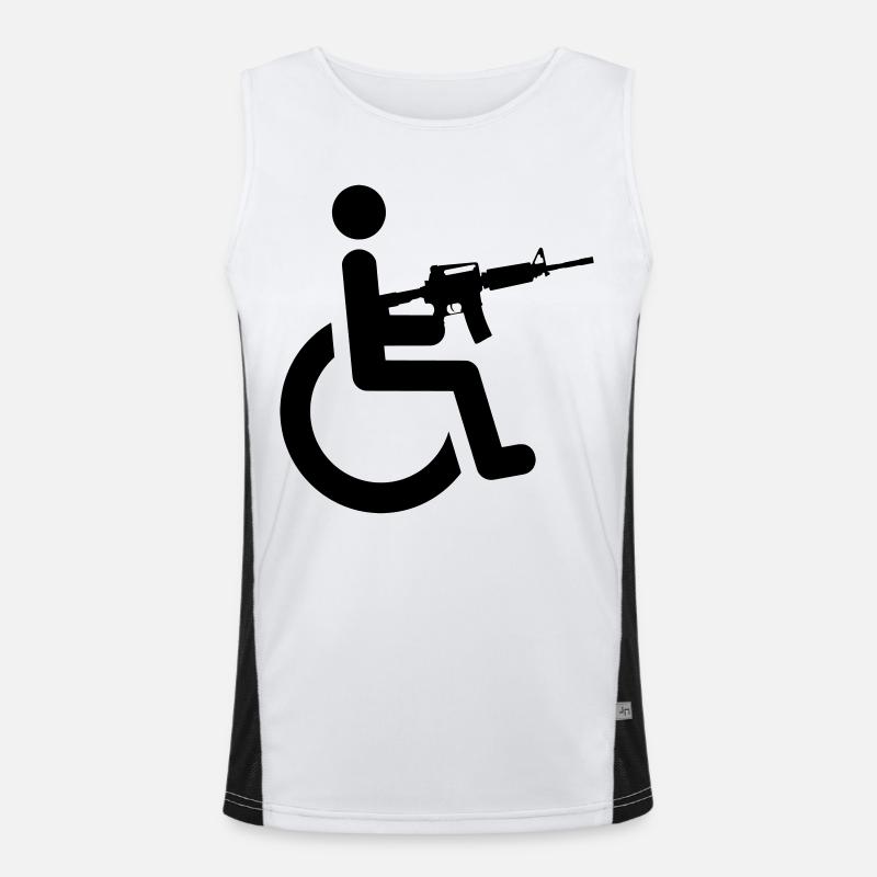 Rollstuhlfahrer mit Waffe # Funktionelles Kontrast-Tank Top für Männer 