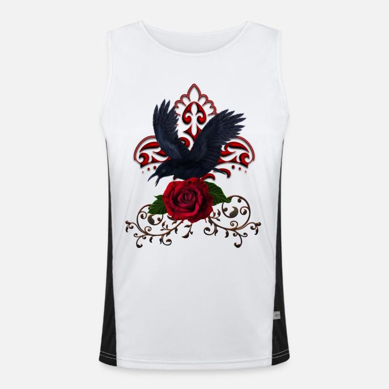 Wundervoller Rabe mit Rose Funktionelles Kontrast-Tank Top für Männer 