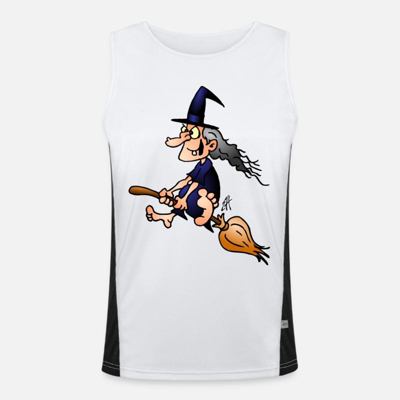 Witch on a broom Men's Functional Contrast Tank Top 