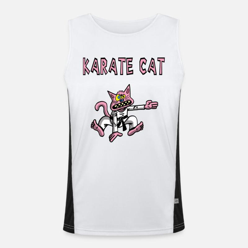 Pink cat and karate Men's Functional Contrast Tank Top 