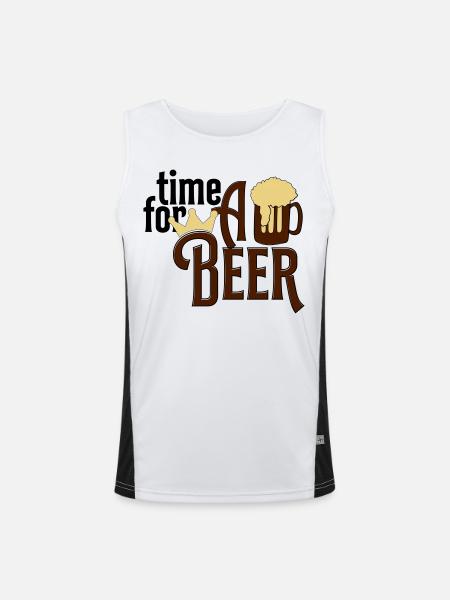 Bier - Funktionelles Kontrast-Tank Top für Männer  - Weiß/Schwarz
