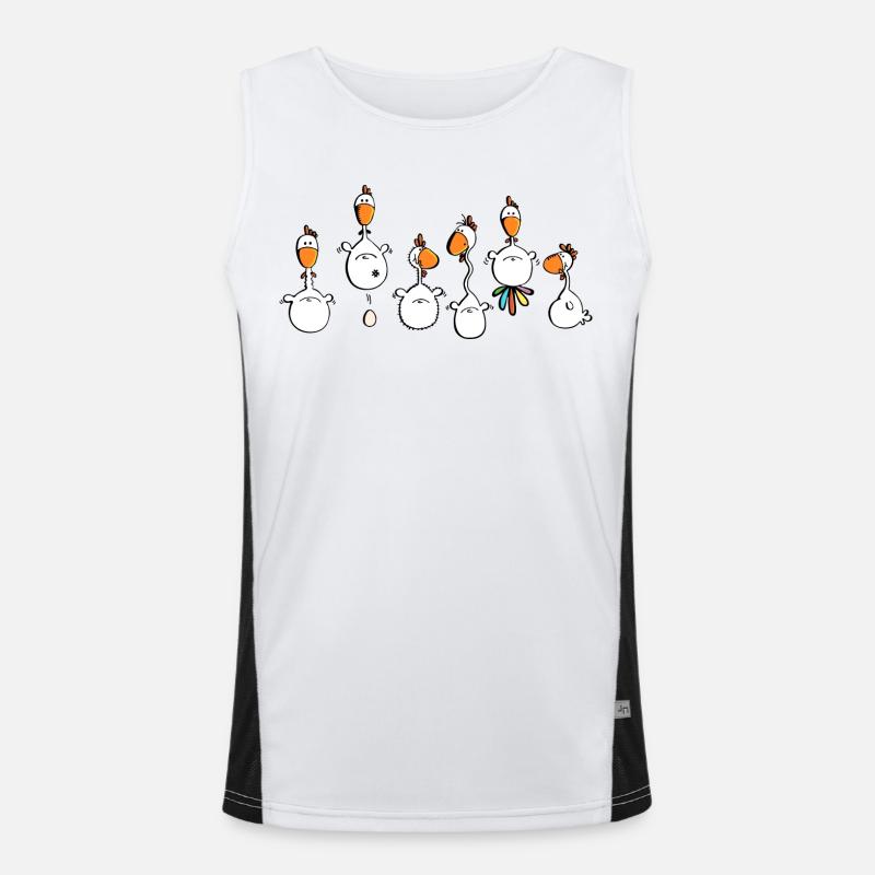 Crazy Chickens - Chicken - Hens - cock Men's Functional Contrast Tank Top 