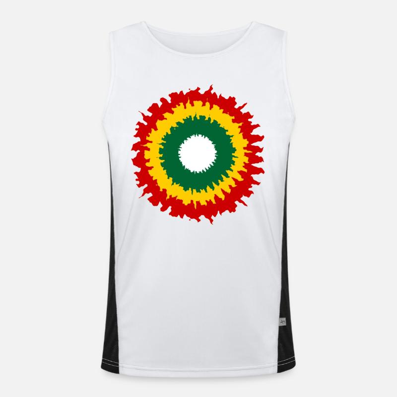 Vibrant rasta pattern with fire effect Men's Functional Contrast Tank Top 