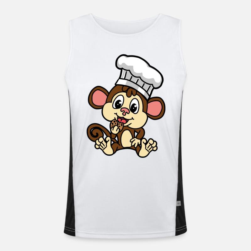 Lustiger kleiner Affe mit Keks kleiner Baecker Funktionelles Kontrast-Tank Top für Männer 