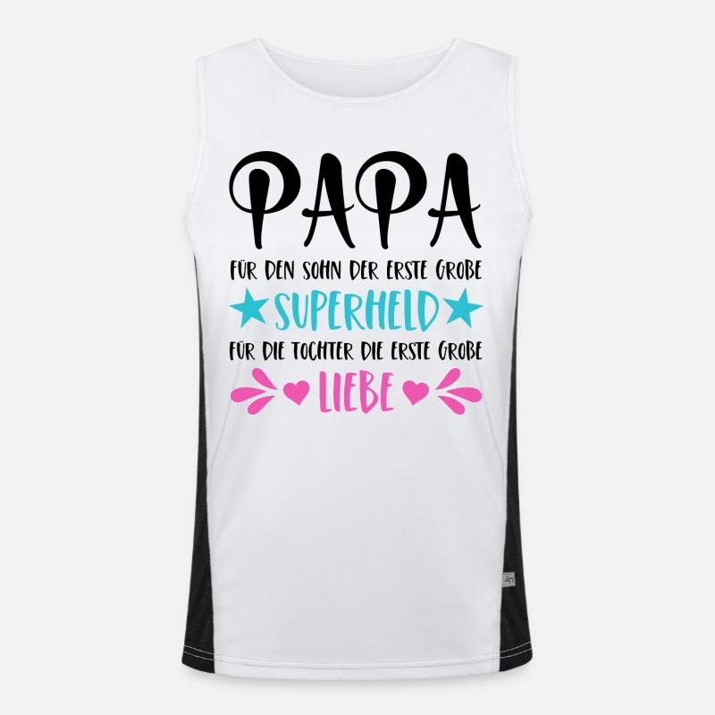 Papa Superheld Sohn Erste Große Liebe Tochter Funktionelles Kontrast-Tank Top für Männer 