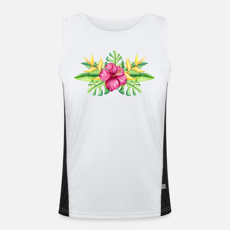 Floraison tropicale colorée Débardeur respirant contrasté Homme 