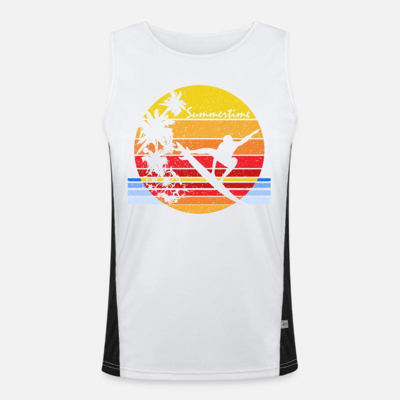 Sumertime Surfen Vintage Funktionelles Kontrast-Tank Top für Männer 