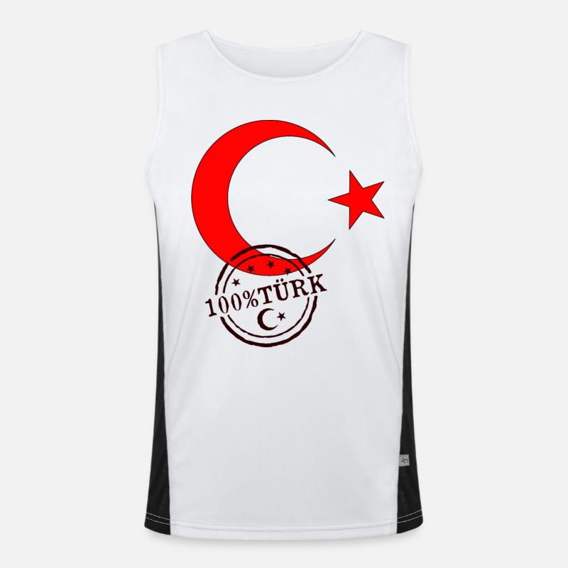 Drapeau turc 100% Türk Débardeur respirant contrasté Homme 