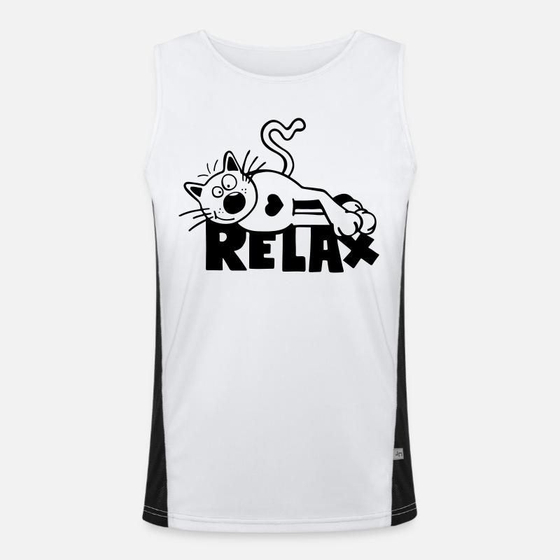 Relax Katze Funktionelles Kontrast-Tank Top für Männer 