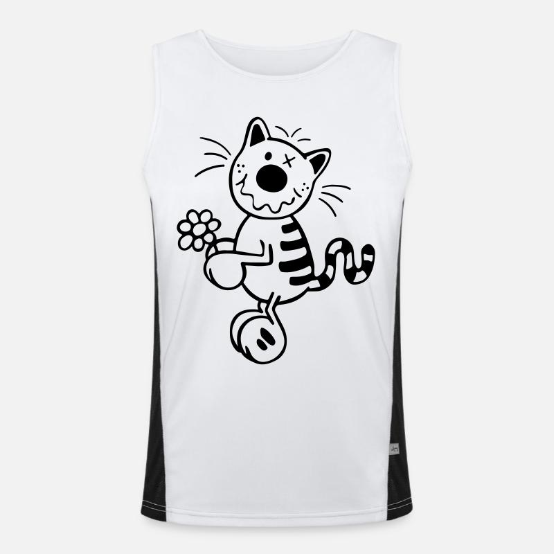 Chat avec la fleur Débardeur respirant contrasté Homme 