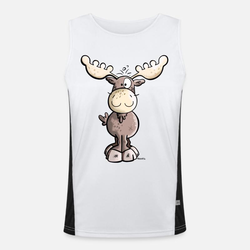 Süßes Elchlein Funktionelles Kontrast-Tank Top für Männer 