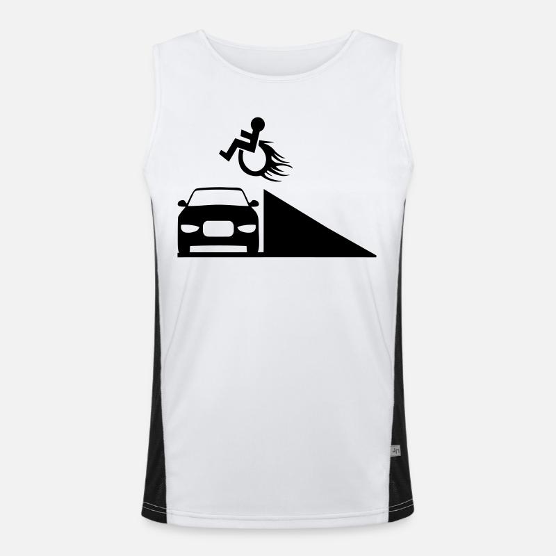 Rollstuhlfahrer springt über eine Rampe # Funktionelles Kontrast-Tank Top für Männer 