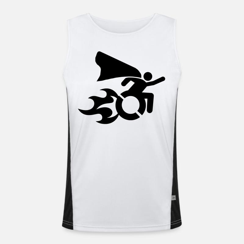 im Rollstuhl mit Flammen # Funktionelles Kontrast-Tank Top für Männer 