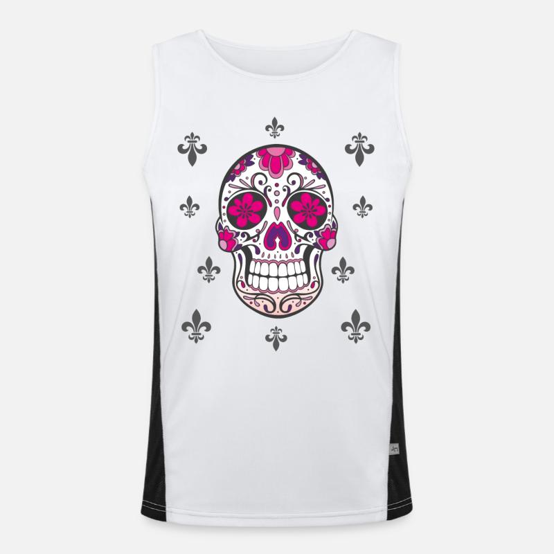 Sugar Skull Fleur De Lis Men's Functional Contrast Tank Top 