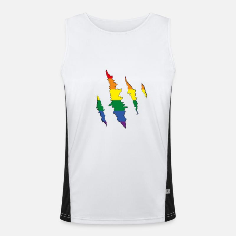 Rainbow Claw Scratch Trace - Men's Functional Contrast Tank Top  - white/black