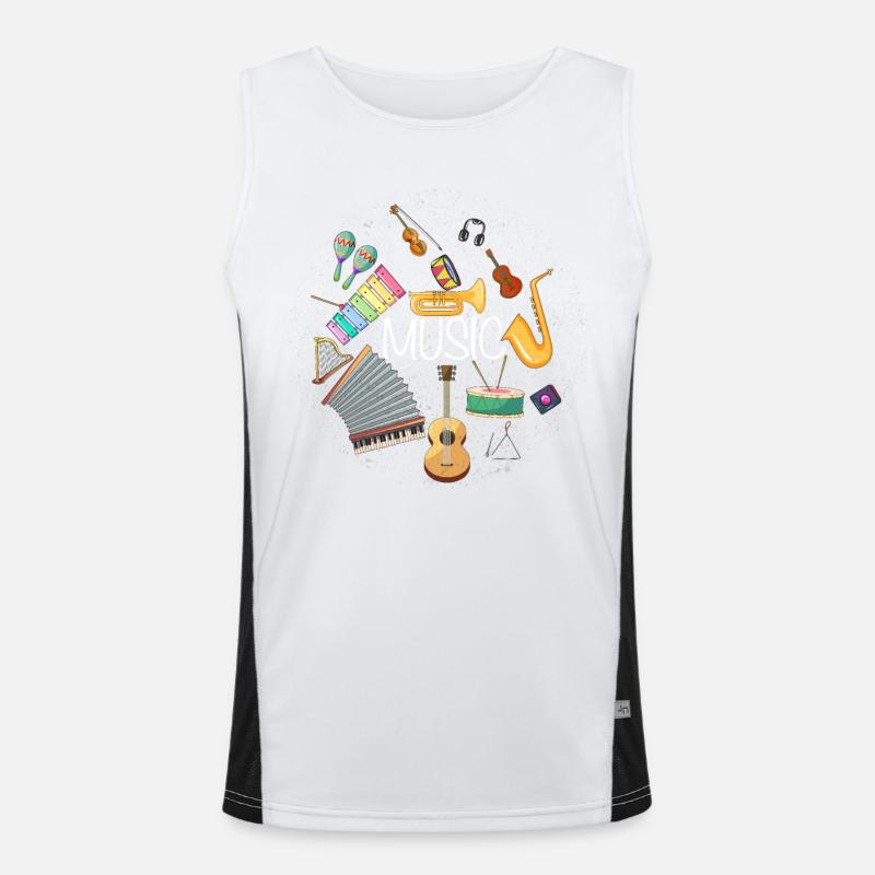 Music Instruments Circle Art Men's Functional Contrast Tank Top