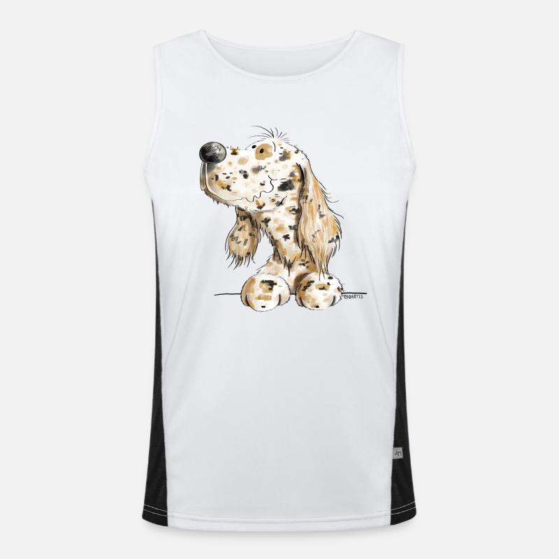 Englischer Setter Hundemotiv I Comic Hund Geschenk Funktionelles Kontrast-Tank Top für Männer 