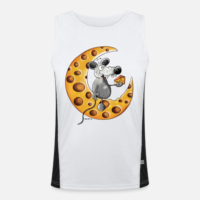 The Mouse Love Cheese - Men's Functional Contrast Tank Top  - white/black