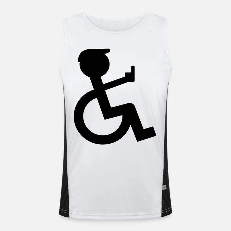Rollstuhlfahrer zeigt Mittelfinger # Funktionelles Kontrast-Tank Top für Männer 