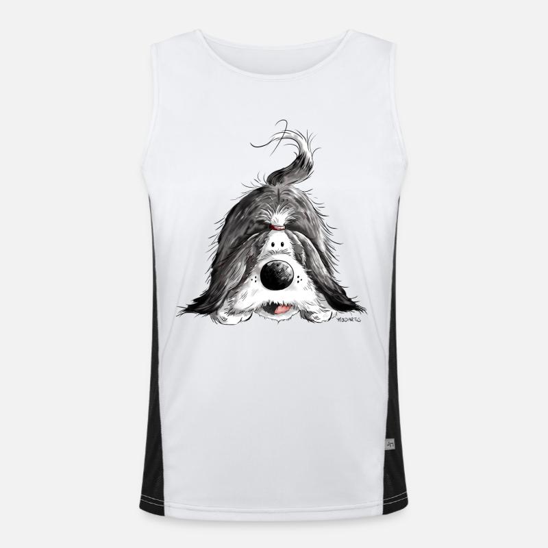 Fröhlicher Bearded Collie Funktionelles Kontrast-Tank Top für Männer 