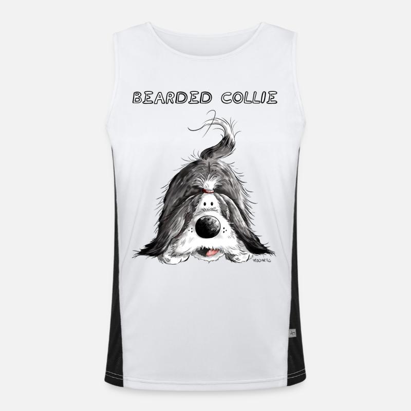 Playing Bearded Collie Men's Functional Contrast Tank Top 