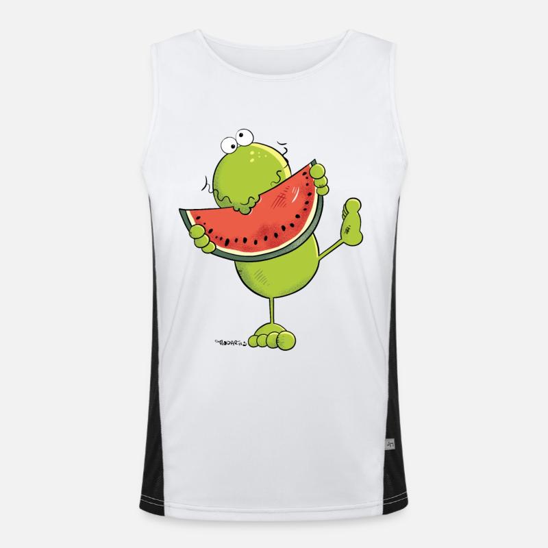 Frog with Watermelon - Frogs - Fruit Men's Functional Contrast Tank Top 
